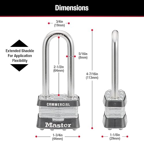 Miniatura 6 de Master Lock 1KALJ - Candado para exteriores con llave, plateado, 1LJ, 1 paquete