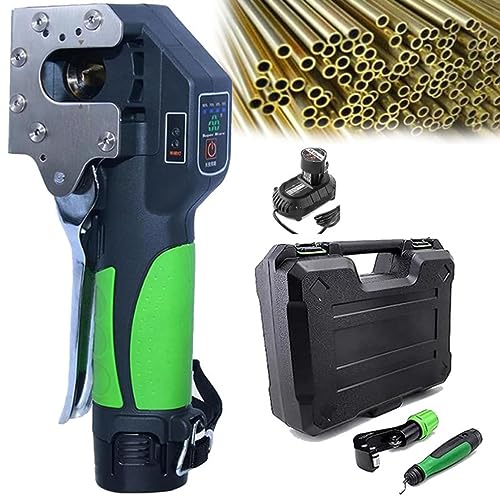 Kit de herramientas de abocardado eléctrico inalámbrico con cortador de tuberías y desbarbador para tubos de cobre suave, aluminio, latón, 5 pinzas