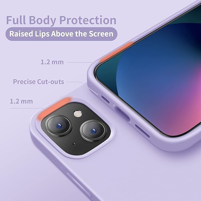 Image of Compatible with iPhone 15 Silicone Case, Slim Shockproof Protective Cover, Drop Protection and Camera Protection, MagSafe Compatible, Soft Microfiber Lining Inside (Purple)
