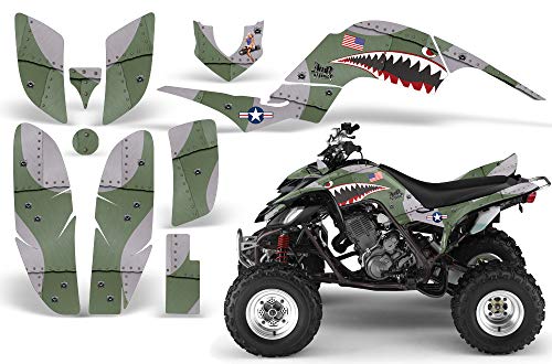 AMR Racing ATV Graphics kit Sticker Decal Compatible with Yamaha Raptor 660 2001-2005 - P-40 Warhawk Army Green