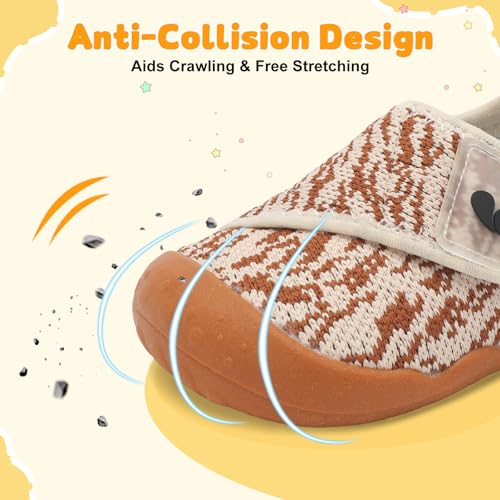 Image of FEETCITY Baby First Walking Shoes Wide Baby Shoes Infant Sneakers Newborn Crib Shoe Barefoot Lightweight Slip On Shoe