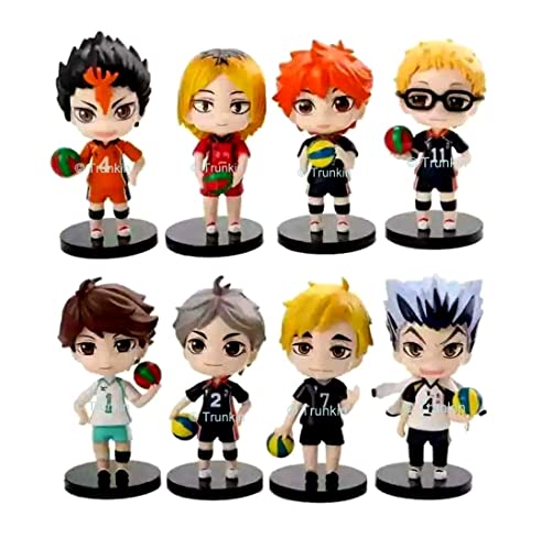 Image of Trunkin Haikyuu Volleyball Action Figure Set C 8 Pcs 9 cms Set Rubber Figure Set Anime Bokuto Oikawa Kenma Hinata Shoyo Tobio Koushi Model Toy Boy Gift Collectible Figurines,Multicolor