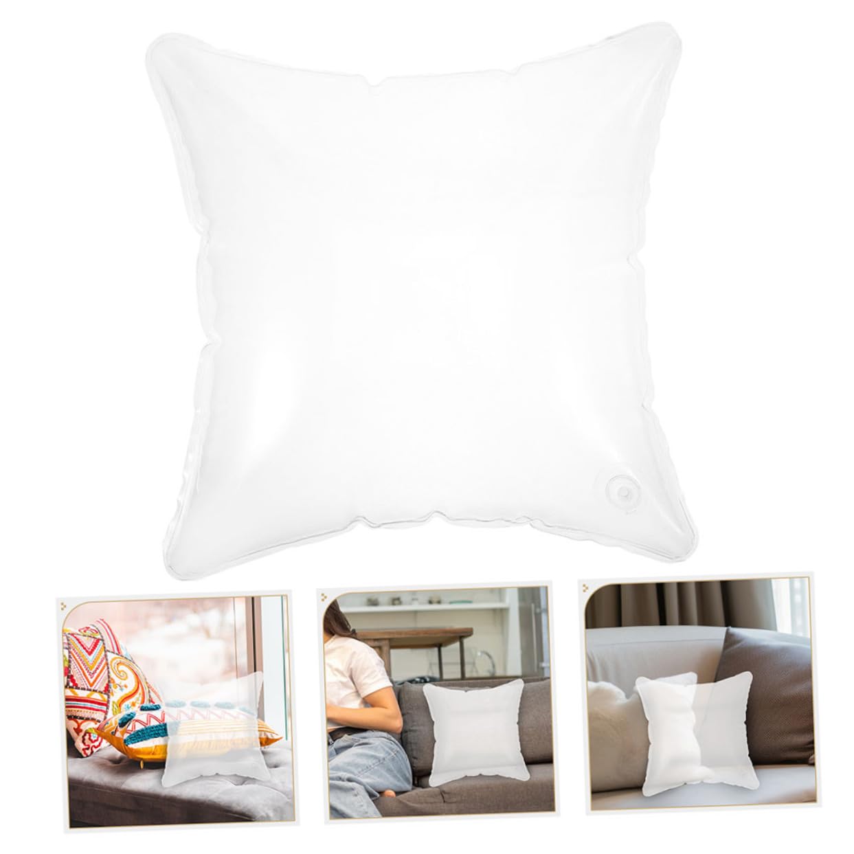 Oreiller de Voyage Gonflable Transparent en PVC, Appui Long Pliable