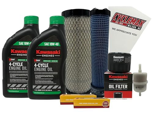 Cyclemax Tune Up Kit compatible with Kawasaki FX730V FX691V FX651V M: 99969-6409 99969-6527 with Spark Plugs