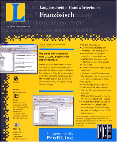 Langenscheidt Handwörterbuch, CD-ROMs : Handwörterbuch Französisch 2.0 ProfiLine, 1 CD-ROM Französisch-Deutsch, Deutsch-Französisch. 210.000 Stichwörter u. Wendungen