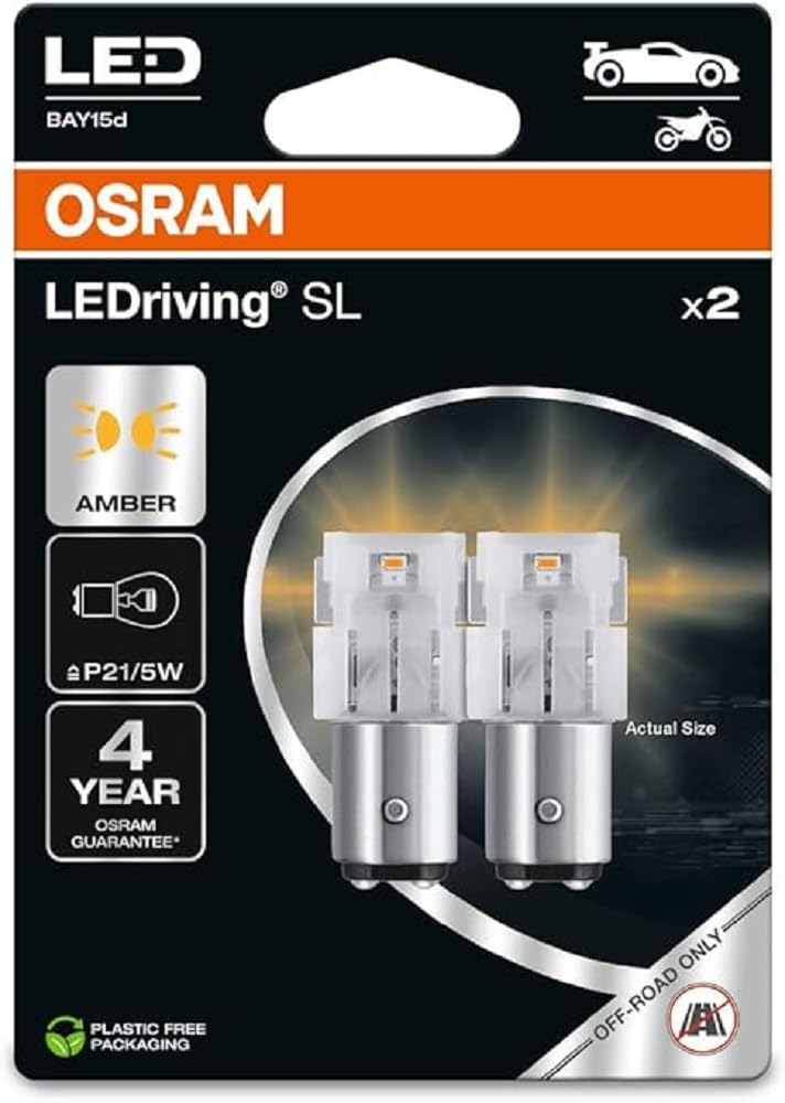 OSRAM LEDriving SL, ≜ P21/5W, Amber, Double Blister (2 lamps), LED Retrofit, offroad use only
