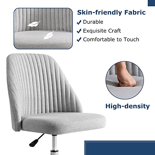 Office Chair Cute Desk Chair, Modern Fabric Home Office Desk Chairs With Wheels, Mid-Back Armless Vanity Swivel Task Chair For Small Space, Living Room, Make-Up, Studying #TOP3