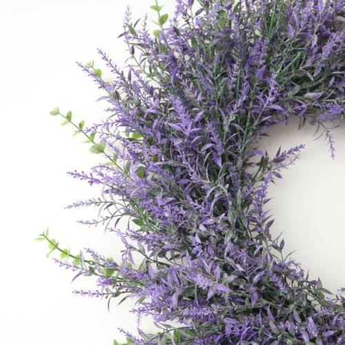 Coronas de puerta de lavanda con flores artificiales de alta resistencia 8