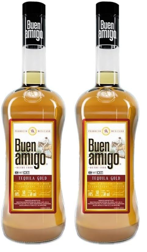 Tequila Buen Amigo Gold – Tequila Dorado Mexicano Suave y Aromático – Botella de 700 ml (Paquete de 2)