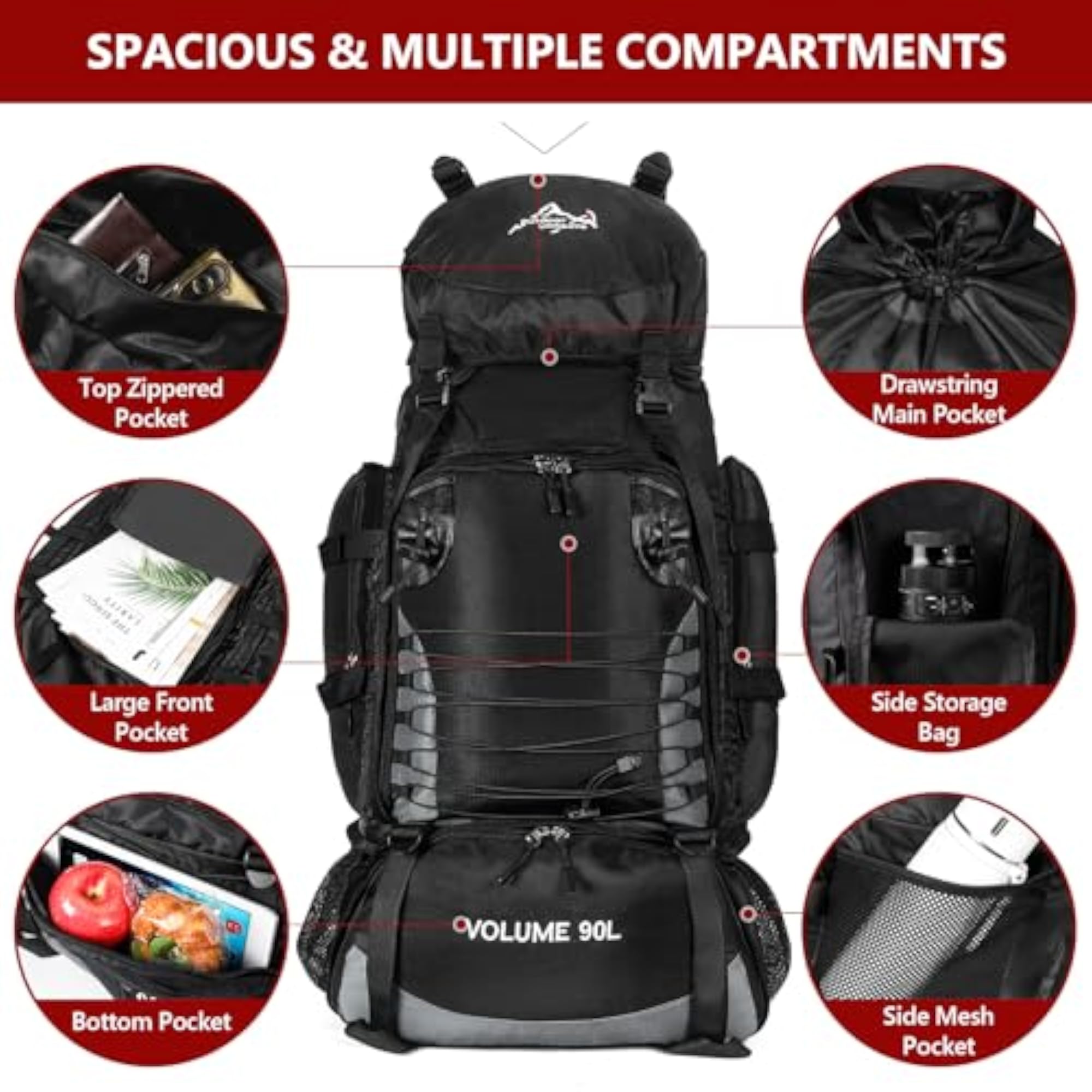 90L Camping Hiking Backpack