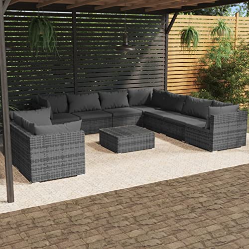Gecheer Lounge Gartenmöbel Set Loungemöbel Sofa Rattan Balkonmöbel Garten-Lounge-Set 10-TLG.mit Kissen,Balkonlounge…