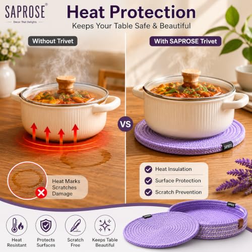 Image of Retro Polypropylene 3 Pc Round Trivet with Basket Holder, Braided Pot MAT, Side Table Mat, Machine Washable Small Place Mat for Casserole for Dining Table (9 inch Dia)