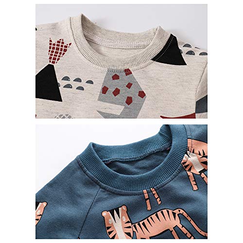 Toddler Boys Crewneck Sweatshirt, Cotton Long-Sleeve Pullover Cartoon Print3
