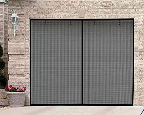 Image of Garage Screen Doors for 1 Car Garage, 8x7Ft Magnetic Closure Heavy Duty Weighted Bottom Screen Self Sealing Fiberglass Mesh Anti Annoying Animals Retractable Net-Easy Assembly & Pass-Through (Black)