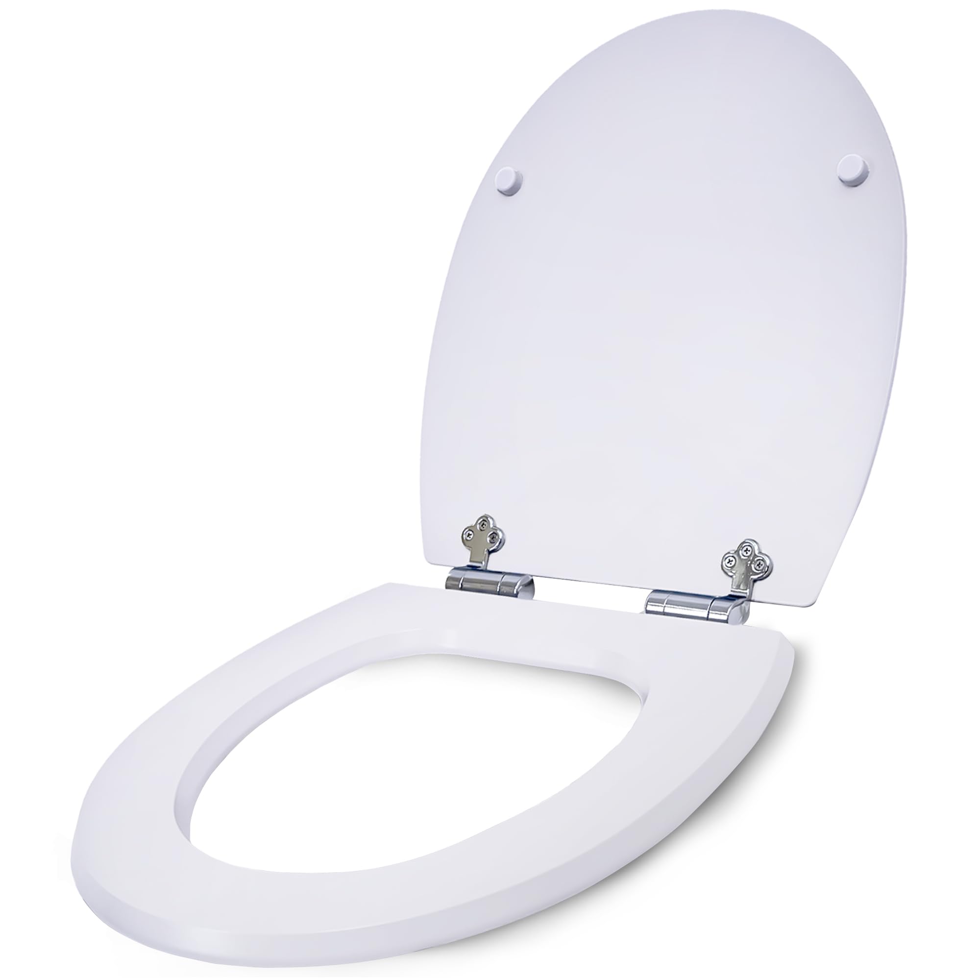 Copriwater Universale con Chiusura Rallentata, Tavoletta WC Universale in MDF, Sedile WC Soft Close con Sgancio Rapido, Asse WC Standard per Bagno - Bianco
