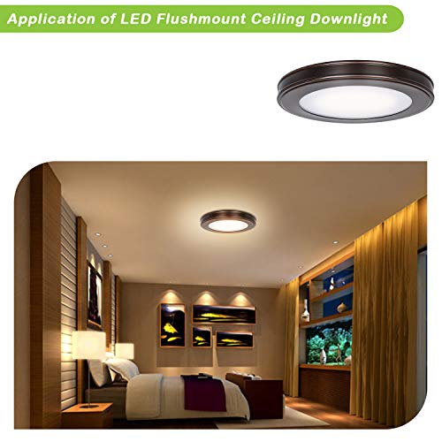Hykolity 13 Inch Flush Mount Ceiling Light, 3000K/4000K/5000K Cct, 20W [180W Equiv.] 1365Lm Cri90, Surface Mount Led Light Fixture With Oil Rubbed Bronze For Kitchen Bedroom, Etl Listed - 2 Pack #TOP7