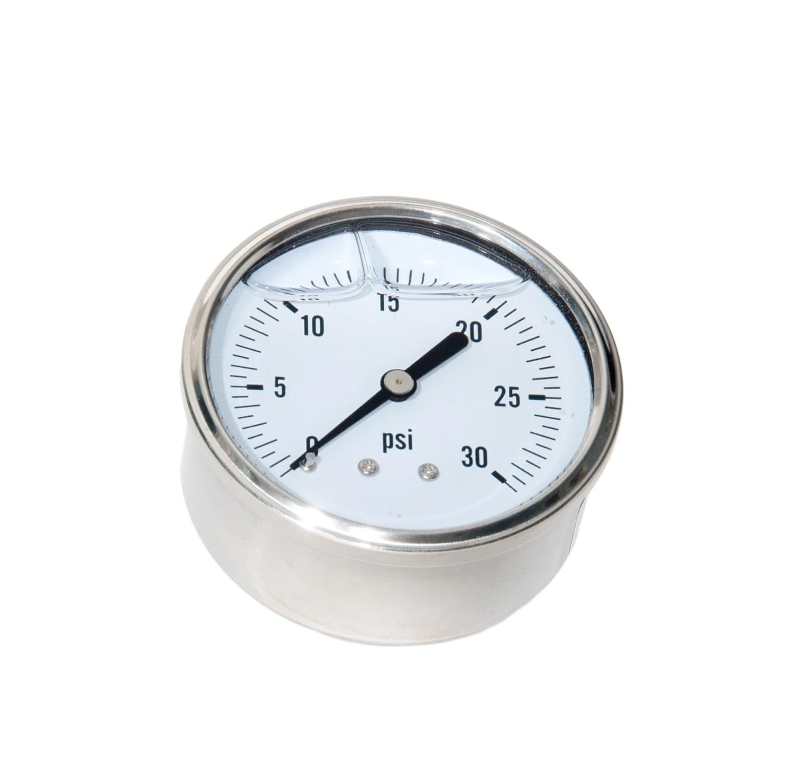 Ciśnieniomierz 0-30 PSI, napełniony płynem, 2,5 cala, stal nierdzewna, 1/4 NPT, CBM