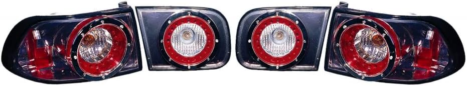 For Honda Civic Coupe/Sedan 1992 1993 1994 1995 Tail Light (Inner & Outer) Assembly LED Design Gun Metal Black HO2811192