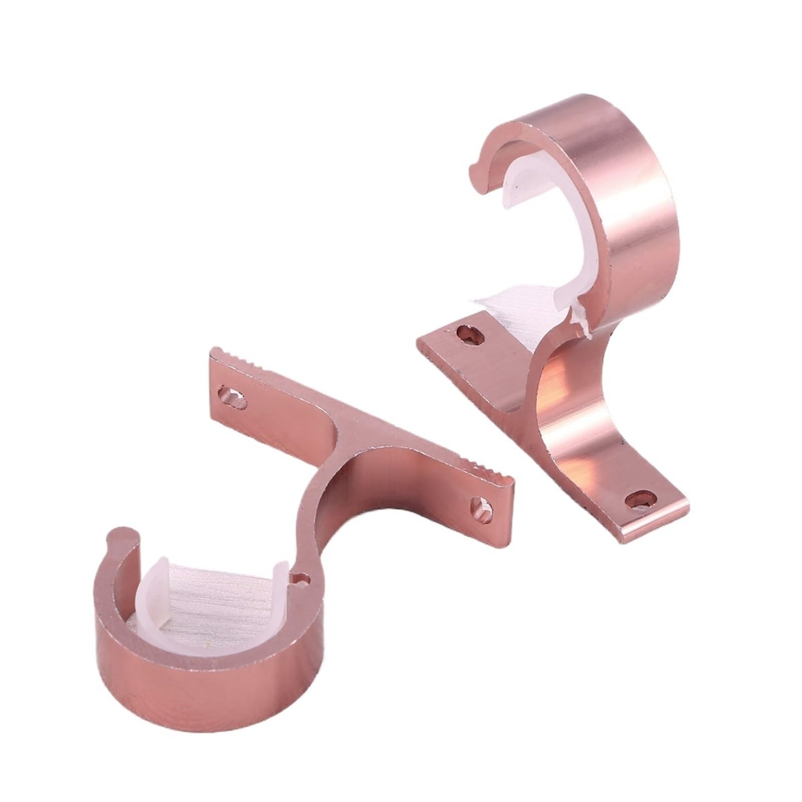 RUWLFE 4 PCS Curtain Rod Aluminium Alloy Thick Single Bracket Mounting for Poles, Wall Rod(Rose Gold)