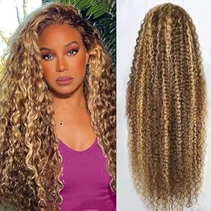 abbildung 30inch Highlight Ombre Lace Front Wig Human Hair 13×6 HD Honey Blonde 4/27 Deep Wave Lace Frontal Wigs Glueless Wigs Human Hair Pre Plucked with Baby Hair 200 Density