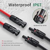 GENORTH 6 mm² Solarkabel Y Verteiler,1Y2 10AWG Solarpanel Y Stecker Solar Paar MMF und FFM,PV Y Kabel für Solaranlage Photovoltaik(Rot + Schwarz) – Ansicht 6