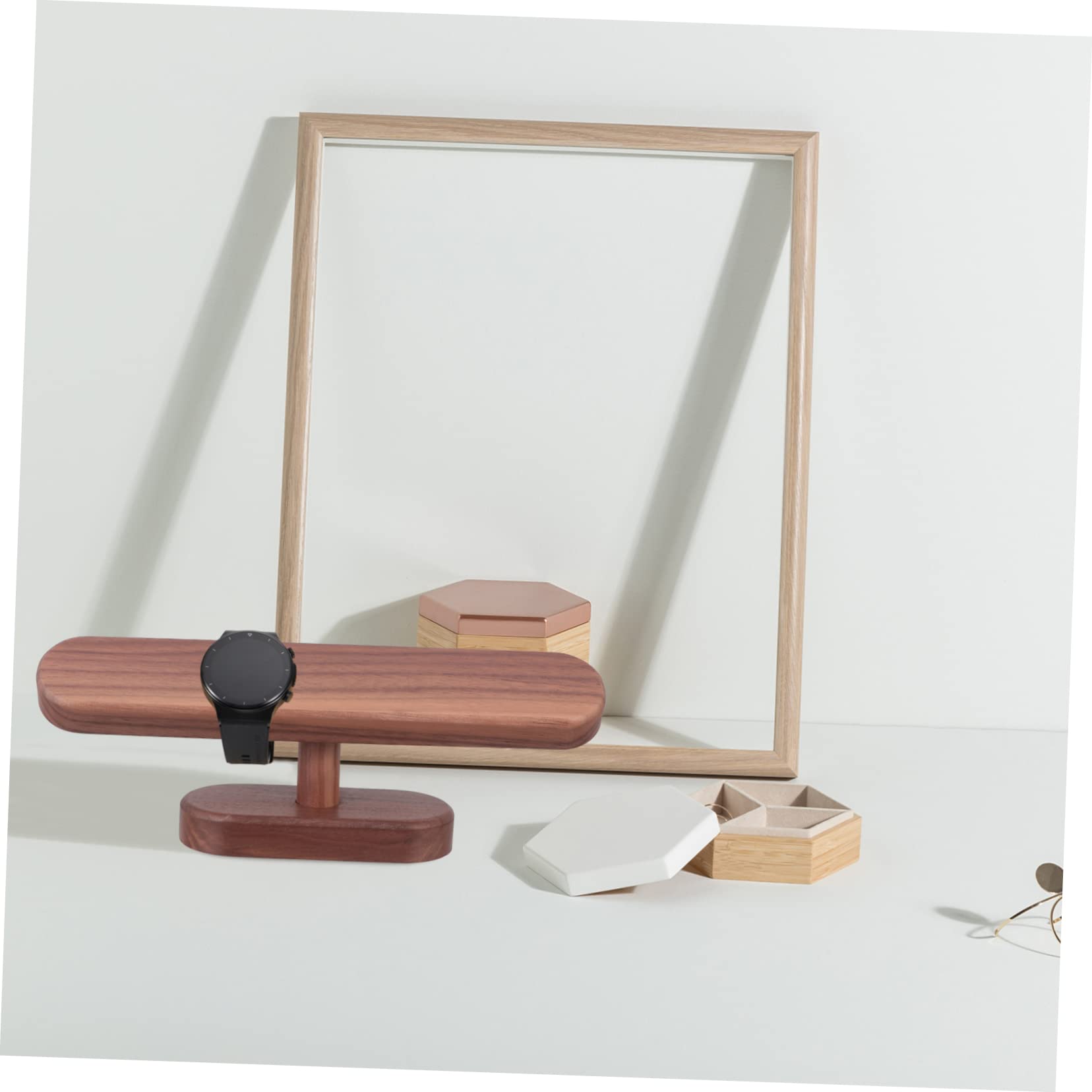 Présentoir de bijoux et montres en bois de noyer - Petit présentoir de bureau pour bracelets, accessoires, solution de rangement pour la maison et le magasin