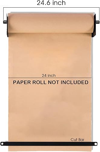 Miniatura 8 de Varsoul Dispensador y cortador de rollo de papel kraft montado en la pared de 24 pulgadas, dispensador de papel de carnicero negro, decoración de