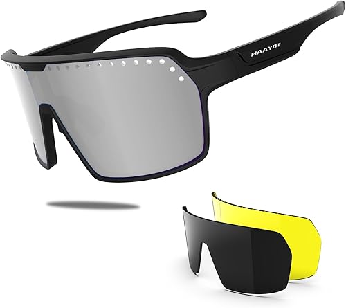 HAAYOT Gafas de sol polarizadas para ciclismo, gafas de sol deportivas para hombres y mujeres, béisbol, correr, pesca, ciclismo, con 3 lentes