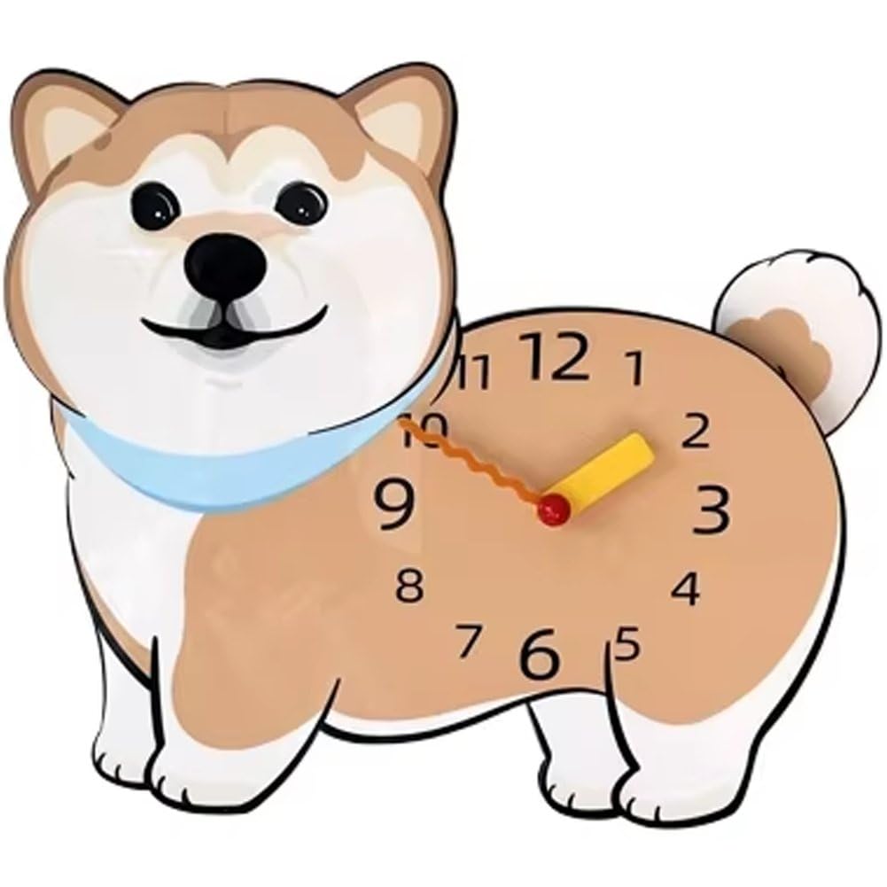 Horloge murale pour salon motif animal kawaii, cadeau déco parfait