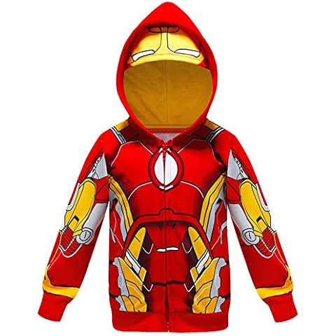 DreamJing Sudaderas con capucha de superhéroe Iron Man para niños pequeños Cover
