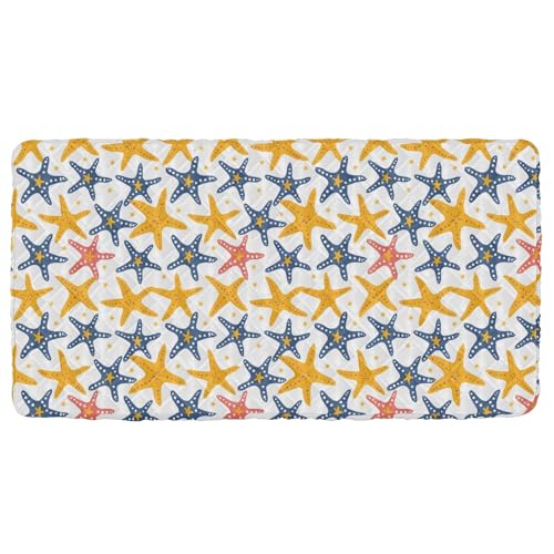 Portable Toddler Bed Sheet for Kids Starfish on White Background Travel Bed Fitted Sheet
