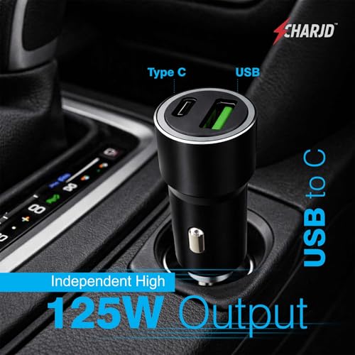 Image of 125W Fast Charging Car Charger, Dual Output 100W QC + 45W PD Type C Car Adapter, Quick Charging Compatible with All Cars for iPhone & Android Smartphone,Smartwatch,Earbud,Power Bank (Black)