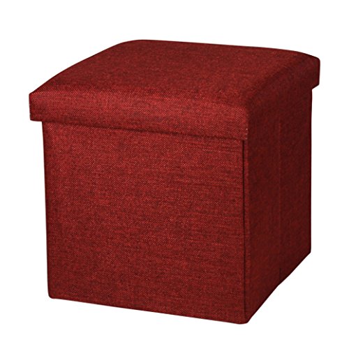 NISUNS OT01 Linen Folding Storage Ottoman Cube Footrest Seat, 12 X 12 X