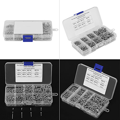 Set de tornillos autorroscantes Pan M2x4-20mm 800 piezas miniatura 5