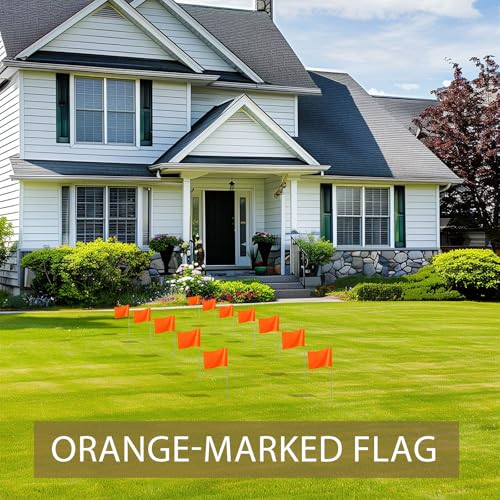 TELAIN Flo Orangefarbene Markierungsfähnchen,20er-Pack Marker-Fähnchen, Rasenfähnchen, Grenzfähnchen, Hundetrainingsfähnchen für Garten, Vermessungsfähnchen