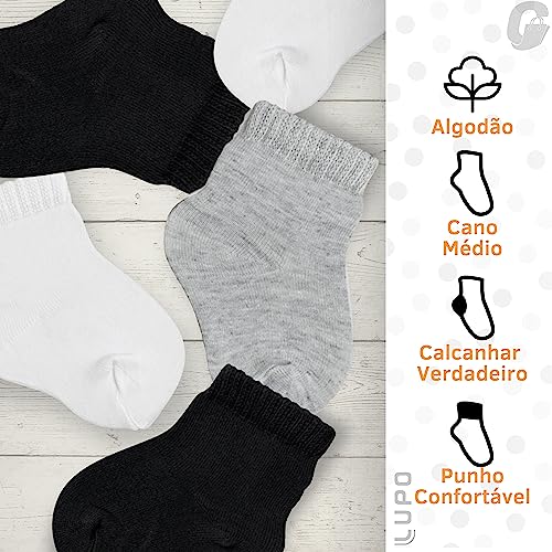 Kit 09 Pares de Meias Infantil Lupo Cano Curto Soquete Baby | Kit Unissex 2 | 0 a 4 Meses