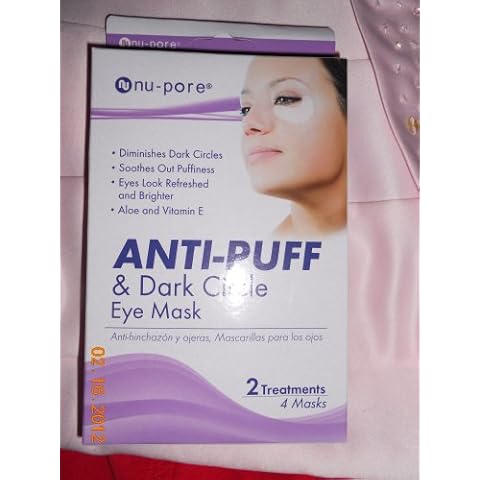Nu-Pore ANTI-PUFF & DARK CIRCLE EYE TREATMENT MASKS 2 Treatments to box Bonus feather hair extension hair Cover