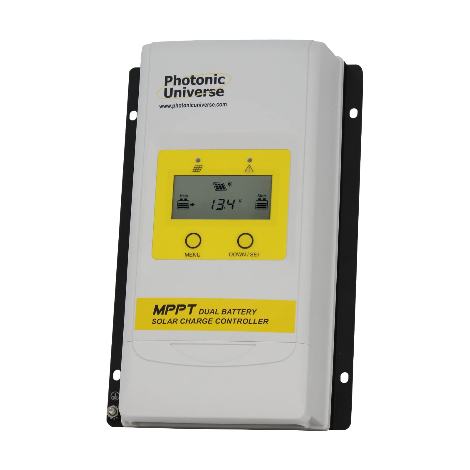 Photonic Universe Grey|Black|Yellow 10A Dual Battery Mppt Solar Charge Controller With Lcd Display For Solar Panels Up To 130W (12V Battery System) / 260W (24V Battery System)