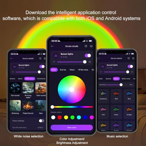 EVELLHPP Sunset Lamp Projector with App Control & 180° Rotation — view 2
