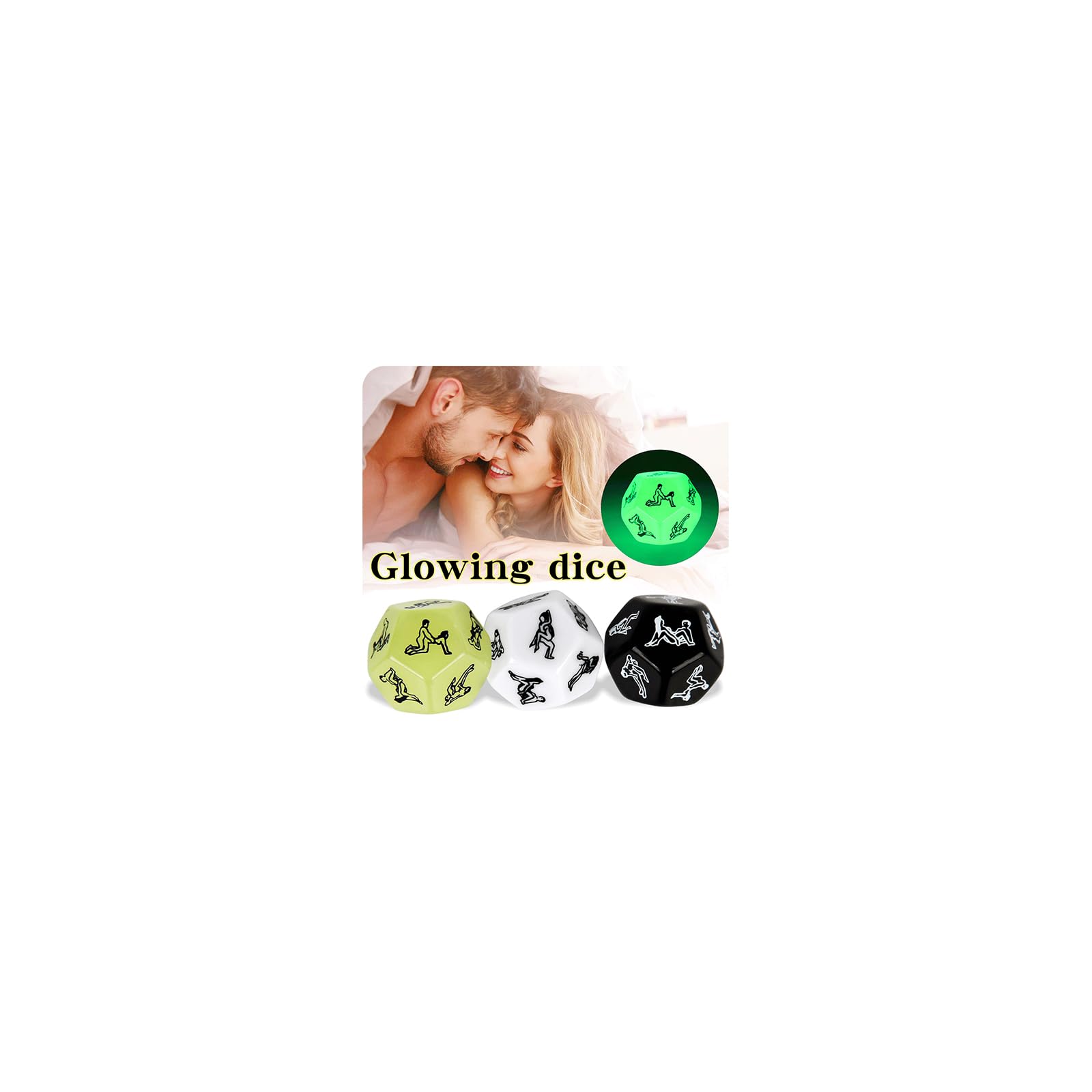 3 Pcs Sex Position Dice Sex Dice Glowing for Date Night Valentines Dice Sex Dice for Couples Dados