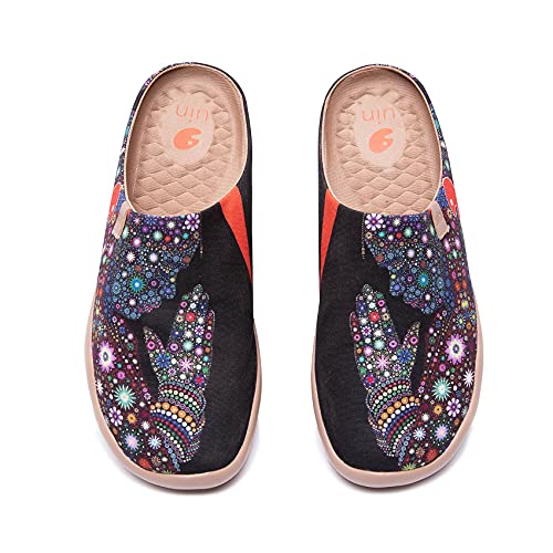 Image of UIN Slipper Woman Travel Art Painted Shoes Wide Toe Casual Home Slip On Mules Malaga