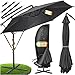 KESSER® Alu Ampelschirm Sonnenschirm + Abdeckung Ø350 cm & Kurbelvorrichtung Kurbelschirm mit Ständer UV-Schutz Aluminium Wasserabweisende Bespannung 360° Funktion Garten-Schirm Marktschirm Anthrazit