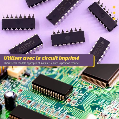 Swpeet Lot de 40 pièces de 20 types différents 74HCxx et 74LSxx série Logic IC avec conteneur, registres de sortie de la série Schottky Logic pour travaux de puce – vue 4