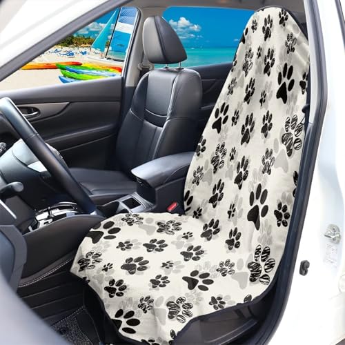 Image of Car Seat Cover Protector Waterproof Soft Auto Seat Covers Universal Fit High Back Seat Covers Car Accessories for Cars Fit Most Car, Truck, SUV, or Van Dog Paw Prints