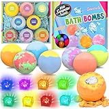Bath Bombs for Kids with Surprise Toys Inside, 8 Pcs 3.5 Oz Light Up Bath Bombs Gift Set with Essential Oils, Handmade Spa Moisturizing for Women Relaxing, Birthday, Party, Christmas