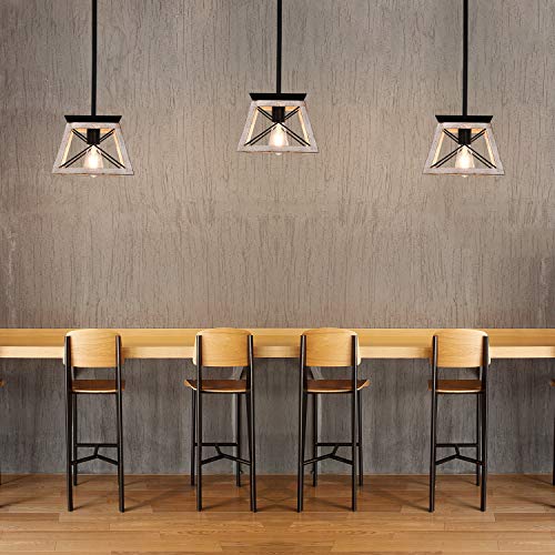 Luupyia Farmhouse Pendant Light Fixture, Adjustable, Single Hanging Light, Square Rustic Chandelier Lighting, Farmhouse Island Lighting Fixtures For Dining Room, Entryway And Living Room Beige #TOP5