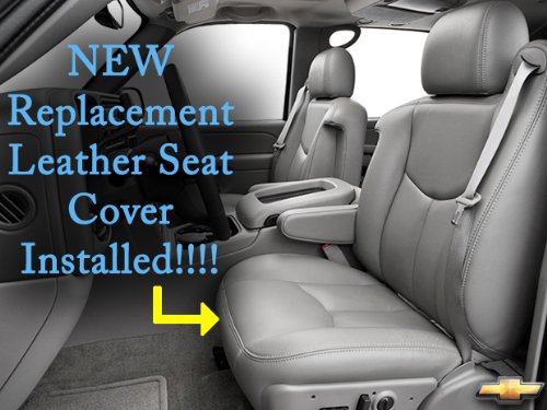 Richmond Auto Upholstery (Compatible With 2006 Chevy Tahoe Lt Ls Z71 Driver Side Bottom Replacement Leather Seat Cover, Gray #TOP6
