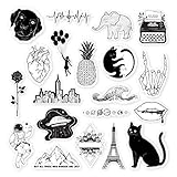 RipDesigns - 20 Black and White Stickers for Water Bottles, Laptops (Series 14)