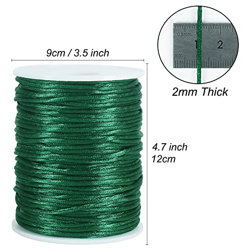 Image of Tenn Well 295ft 2mm Satin Nylon Cord Silky Rattail Dark Green for Crafts