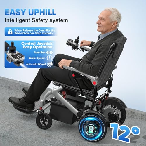 Image of Electric Wheelchair for Adults, 36LBS Lightweight Electric Wheelchairs, 500W Brushless Motor Power Wheelchair, Foldable Motorized Wheelchair for Seniors, HW219SL-15